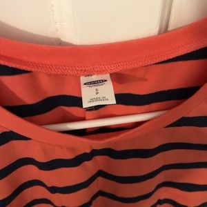 Pink and blue striped dress